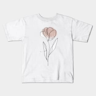 One Line Flower Botanical  Abstract Kids T-Shirt